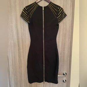 “Tatiana” black Studded shoulder pencil dress XS/0